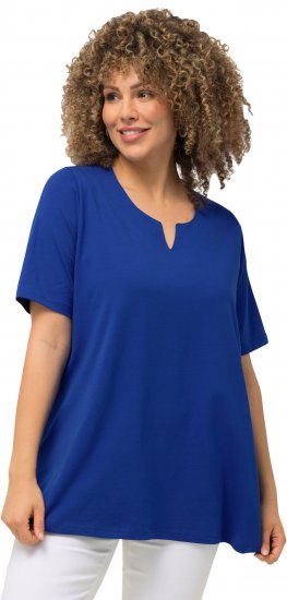 Ulla Popken Essential Notch Neck Stretch Tee Cobalt Blue - Μπλουζάκια - 
