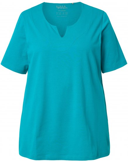 Ulla Popken Essential Notch Neck Stretch Tee Teal - Μπλουζάκια - 