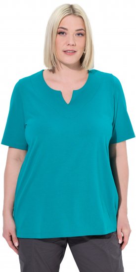 Ulla Popken Essential Notch Neck Stretch Tee Teal - Μπλουζάκια - 