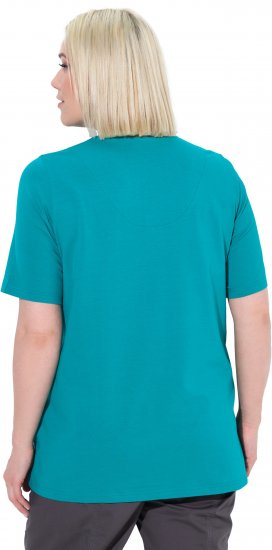 Ulla Popken Essential Notch Neck Stretch Tee Teal - Μπλουζάκια - 
