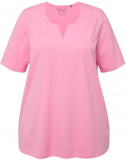 Ulla Popken Essential Notch Neck Stretch Tee Light Pink - Μπλουζάκια - 