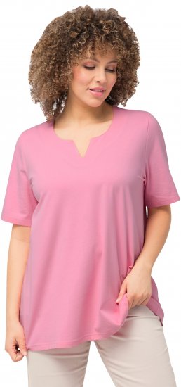 Ulla Popken Essential Notch Neck Stretch Tee Light Pink - Μπλουζάκια - 