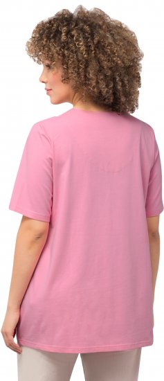 Ulla Popken Essential Notch Neck Stretch Tee Light Pink - Μπλουζάκια - 