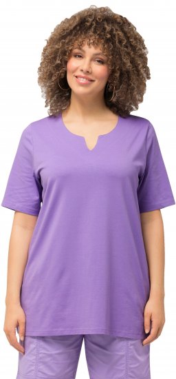 Ulla Popken Essential Notch Neck Stretch Tee Pale Lilac - Μπλουζάκια - 