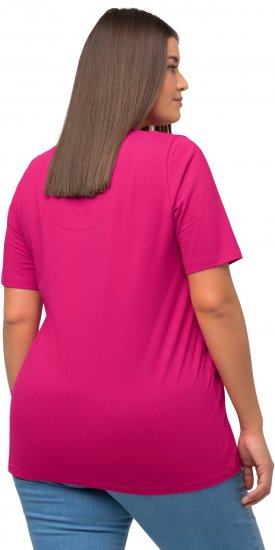 Ulla Popken Essential Notch Neck Stretch Tee Fuchsia Pink - Μπλουζάκια - 