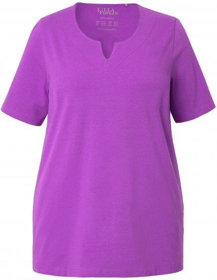 Ulla Popken Essential Notch Neck Stretch Tee Purple - Μπλουζάκια - 