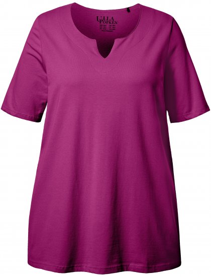 Ulla Popken Essential Notch Neck Stretch Tee Berry - Μπλουζάκια - 