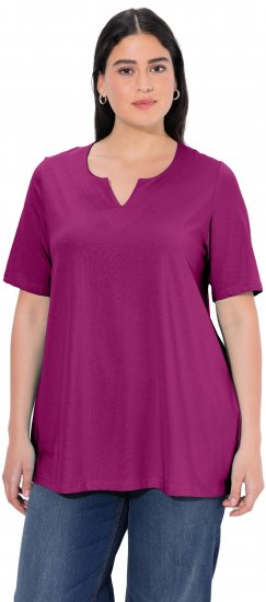 Ulla Popken Essential Notch Neck Stretch Tee Berry - Μπλουζάκια - 