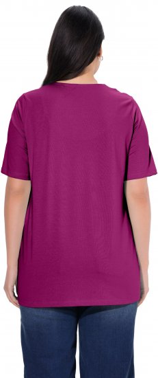 Ulla Popken Essential Notch Neck Stretch Tee Berry - Μπλουζάκια - 