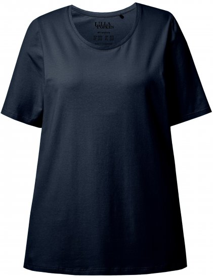 Ulla Popken Essential Round Neck Stretch Tee Navy Blue - Μπλουζάκια - 