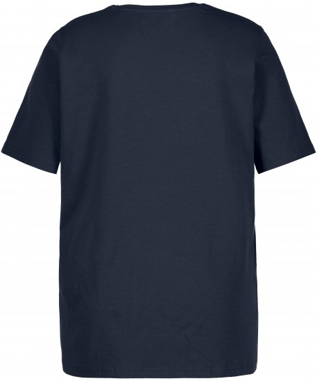 Ulla Popken Essential Round Neck Stretch Tee Navy Blue - Μπλουζάκια - 