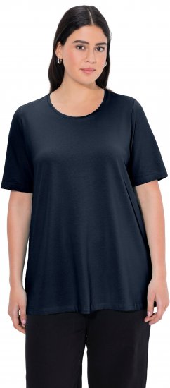 Ulla Popken Essential Round Neck Stretch Tee Navy Blue - Μπλουζάκια - 