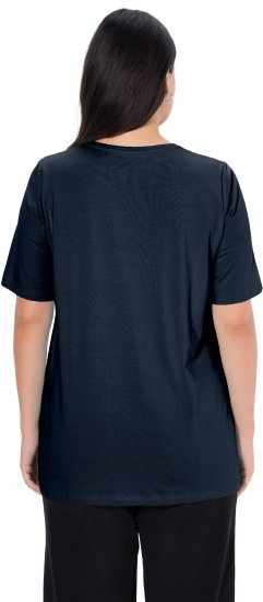 Ulla Popken Essential Round Neck Stretch Tee Navy Blue - Μπλουζάκια - 