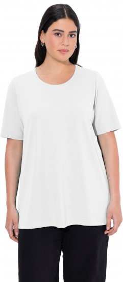 Ulla Popken Essential Round Neck Stretch Tee Snow White - Μπλουζάκια - 