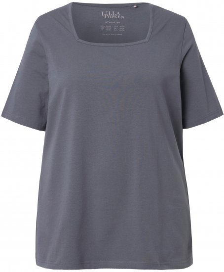 Ulla Popken Essential Square Neck Stretch Tee Graphite Grey - Μπλουζάκια - 