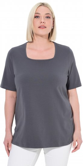 Ulla Popken Essential Square Neck Stretch Tee Graphite Grey - Μπλουζάκια - 