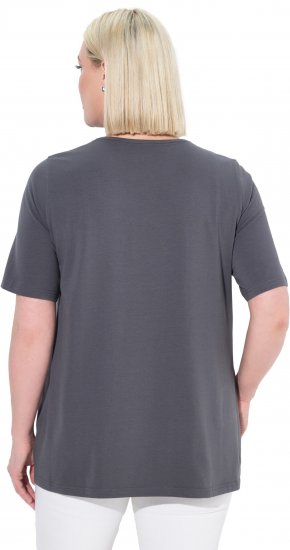 Ulla Popken Essential Square Neck Stretch Tee Graphite Grey - Μπλουζάκια - 