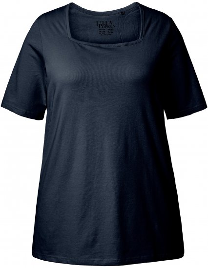 Ulla Popken Essential Square Neck Stretch Tee Navy Blue - Μπλουζάκια - 