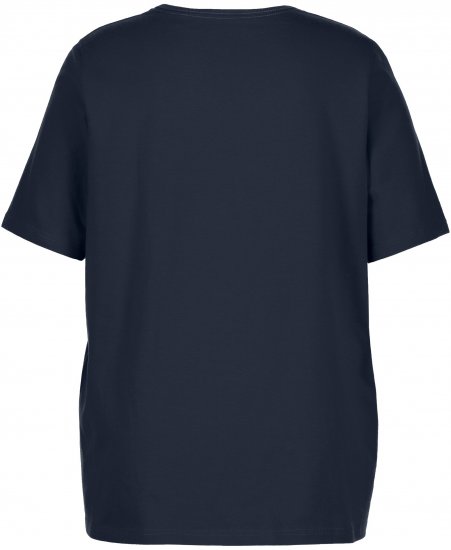 Ulla Popken Essential Square Neck Stretch Tee Navy Blue - Μπλουζάκια - 