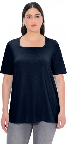 Ulla Popken Essential Square Neck Stretch Tee Navy Blue - Μπλουζάκια - 