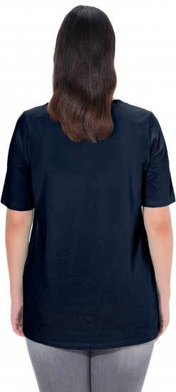 Ulla Popken Essential Square Neck Stretch Tee Navy Blue - Μπλουζάκια - 