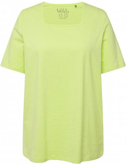 Ulla Popken Essential Square Neck Stretch Tee Lime Green - Μπλουζάκια - 