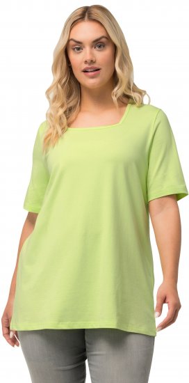 Ulla Popken Essential Square Neck Stretch Tee Lime Green - Μπλουζάκια - 