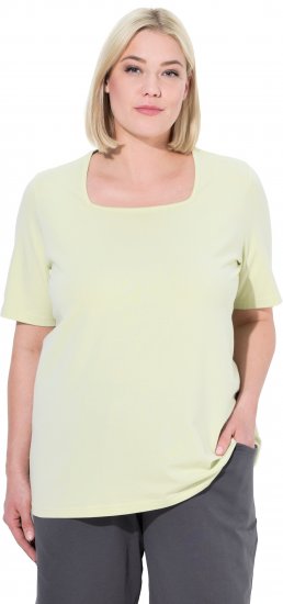 Ulla Popken Essential Square Neck Stretch Tee Pistachio - Μπλουζάκια - 