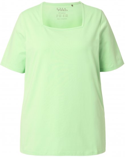 Ulla Popken Essential Square Neck Stretch Tee Light Green - Μπλουζάκια - 