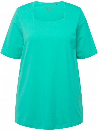 Ulla Popken Essential Square Neck Stretch Tee Turquoise Green - Μπλουζάκια - 