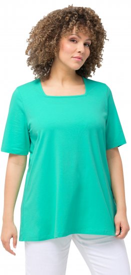 Ulla Popken Essential Square Neck Stretch Tee Turquoise Green - Μπλουζάκια - 