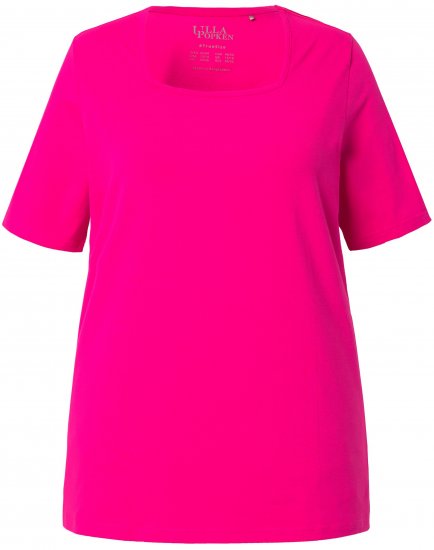 Ulla Popken Essential Square Neck Stretch Tee Magenta Pink - Μπλουζάκια - 