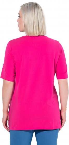 Ulla Popken Essential Square Neck Stretch Tee Magenta Pink - Μπλουζάκια - 