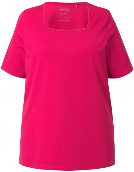 Ulla Popken Essential Square Neck Stretch Tee Dark Raspberry - Μπλουζάκια - 