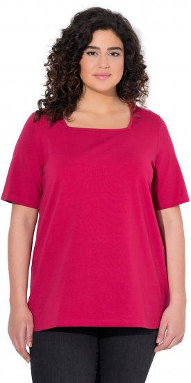Ulla Popken Essential Square Neck Stretch Tee Dark Raspberry - Μπλουζάκια - 