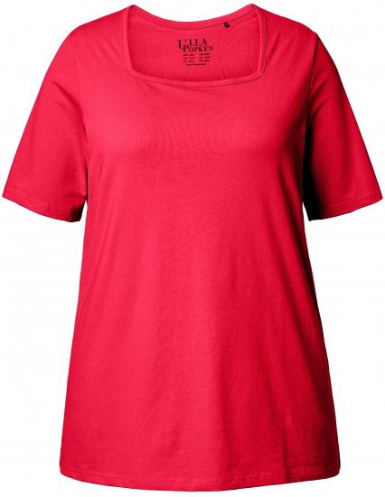 Ulla Popken Essential Square Neck Stretch Tee Red - Μπλουζάκια - 