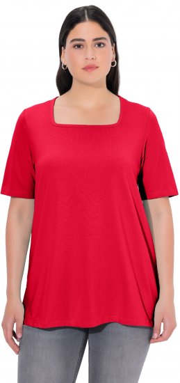 Ulla Popken Essential Square Neck Stretch Tee Red - Μπλουζάκια - 