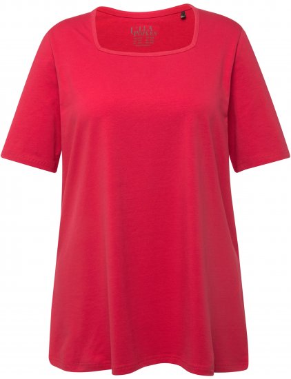 Ulla Popken Essential Square Neck Stretch Tee Dark Pink - Μπλουζάκια - 