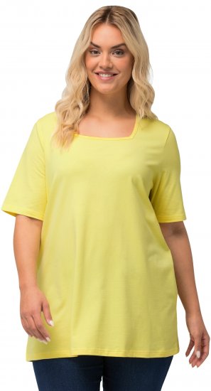 Ulla Popken Essential Square Neck Stretch Tee Lemon Yellow - Μπλουζάκια - 