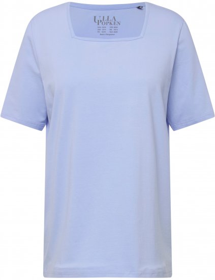 Ulla Popken Essential Square Neck Stretch Tee Sky Blue - Μπλουζάκια - 