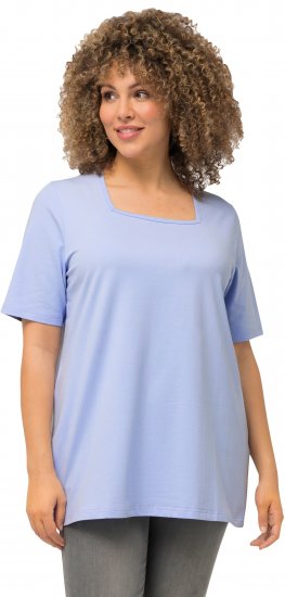 Ulla Popken Essential Square Neck Stretch Tee Sky Blue - Μπλουζάκια - 