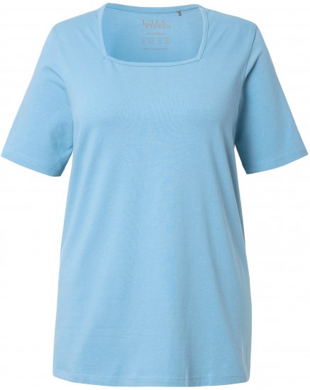 Ulla Popken Essential Square Neck Stretch Tee Light Teal - Μπλουζάκια - 