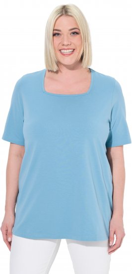 Ulla Popken Essential Square Neck Stretch Tee Light Teal - Μπλουζάκια - 