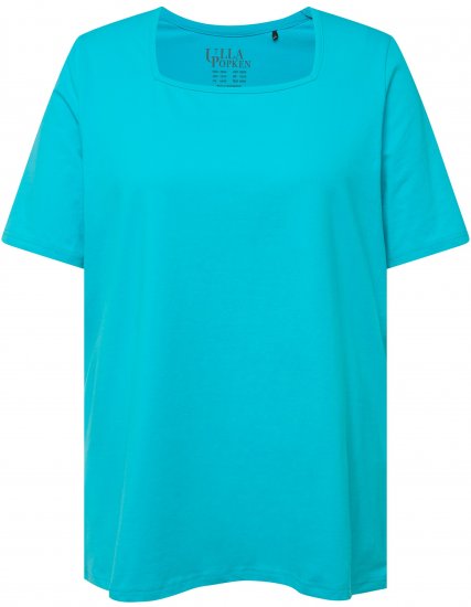 Ulla Popken Essential Square Neck Stretch Tee Deep Aqua - Μπλουζάκια - 