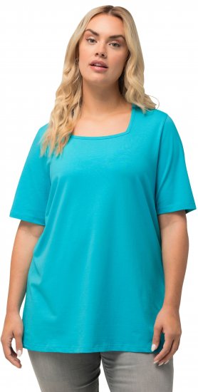 Ulla Popken Essential Square Neck Stretch Tee Deep Aqua - Μπλουζάκια - 