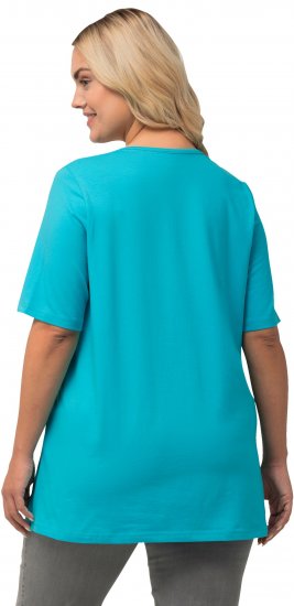 Ulla Popken Essential Square Neck Stretch Tee Deep Aqua - Μπλουζάκια - 