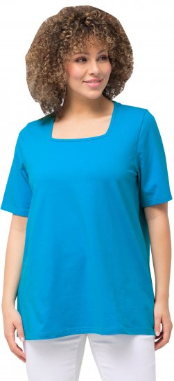 Ulla Popken Essential Square Neck Stretch Tee Sapphire Blue - Μπλουζάκια - 