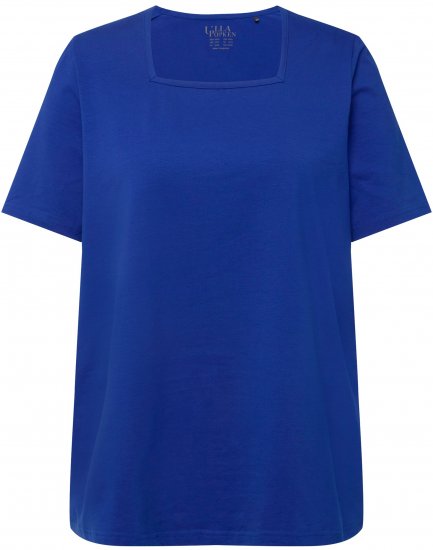 Ulla Popken Essential Square Neck Stretch Tee Cobalt Blue - Μπλουζάκια - 