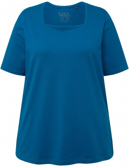 Ulla Popken Essential Square Neck Stretch Tee Medium Blue - Μπλουζάκια - 