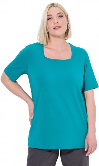 Ulla Popken Essential Square Neck Stretch Tee Teal - Μπλουζάκια - 